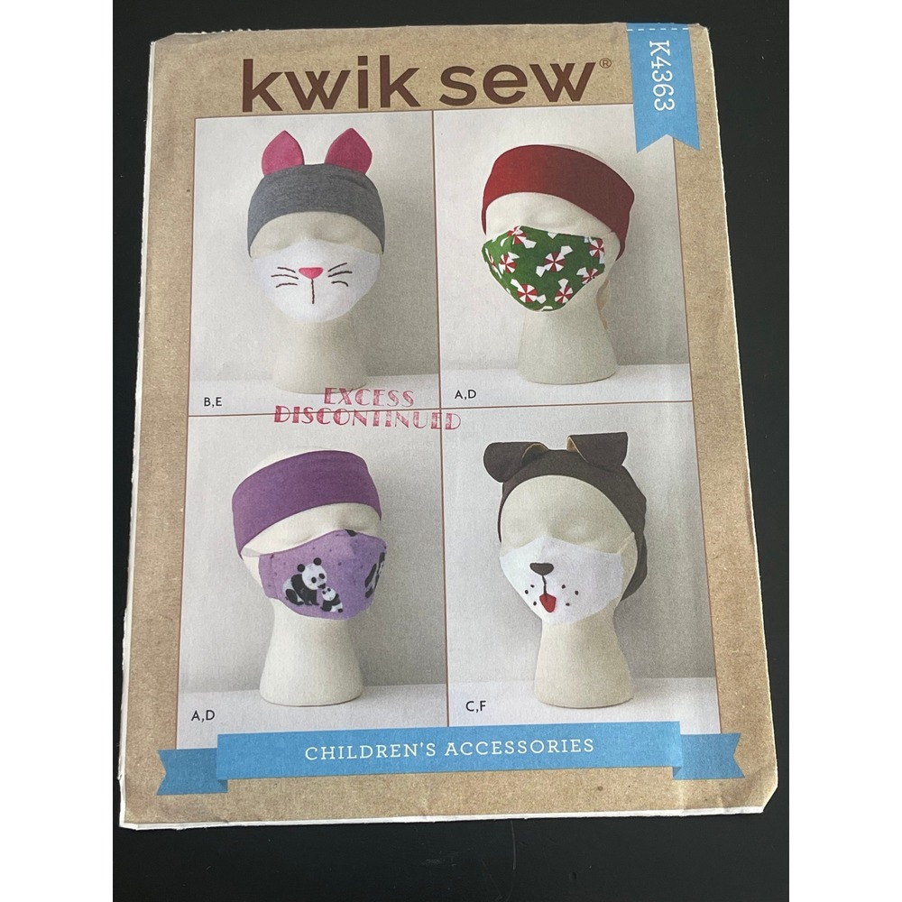 00536 - Kwik Sew K4363‎ Childrens Headbands Hat Face Covering Pattern Size S-L